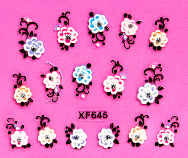 Diyネイルアートのヒント3dデカールステッカーの花の心白のちょう結び***xf579- 764**問屋・仕入れ・卸・卸売り