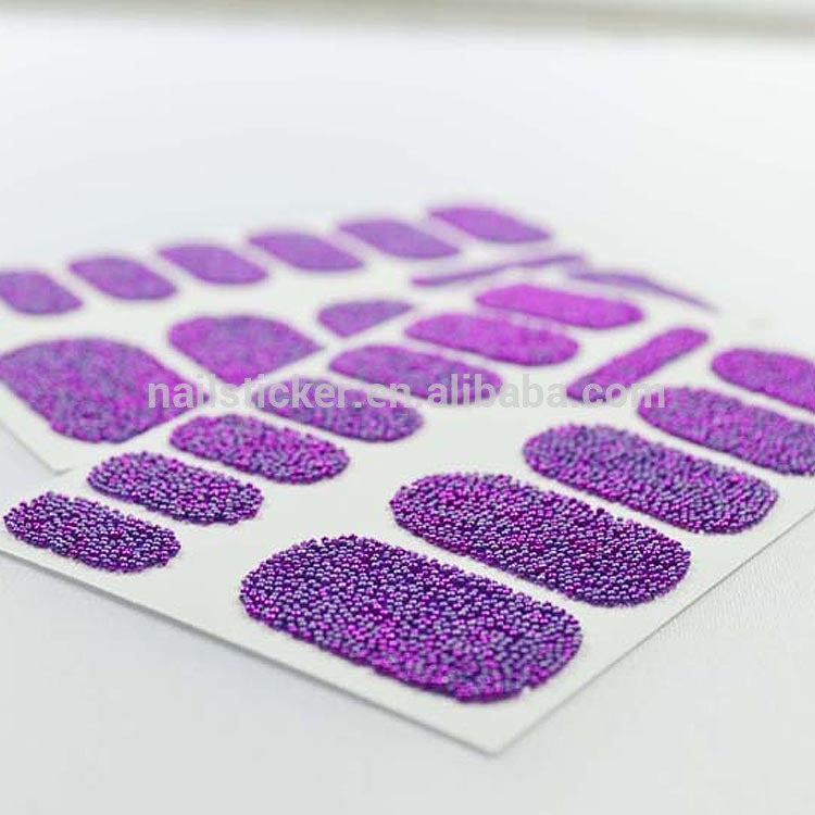 カスタムまぶしい3d濃い紫色ミニキャビアビーズネイルアートステッカーのデザインネイルアートマニキュア14日間の爪のデカールステッカー問屋・仕入れ・卸・卸売り