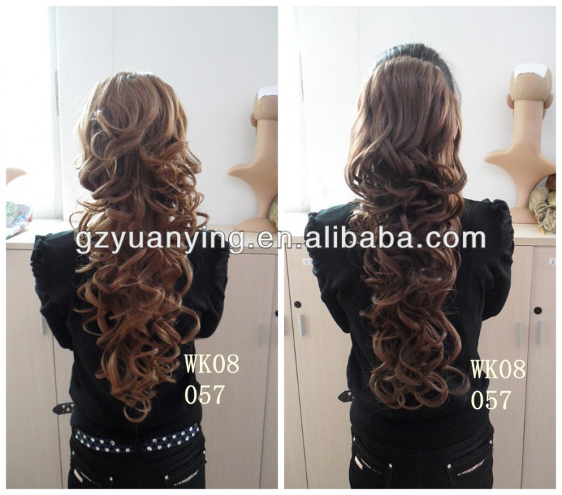 ホットな新製品のためのカーリーポニーテールクリップヘアピース2015三つ編み問屋・仕入れ・卸・卸売り