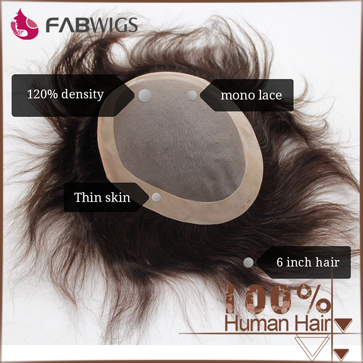 Fabwigs fatory価格モノトップ毛インドレミー人間かつら髪かつら用男性問屋・仕入れ・卸・卸売り