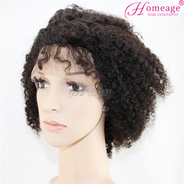 Homeage 2015新しい到着未処理のバージン12 "-32"アフロ変態ブラジル人毛レースフロントかつら問屋・仕入れ・卸・卸売り