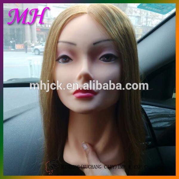 70％人間hair+30%高タンパク16" 安いトレーニングメイクアップの練習用マネキン頭の美容師価格問屋・仕入れ・卸・卸売り