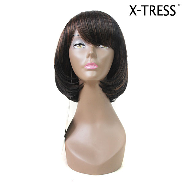 14 インチ ダーク ブラウン ツートンカラー シルク ストレート 100%高tempreture fibremost人気良い品質レミー短い髪かつら 卸売問屋・仕入れ・卸・卸売り