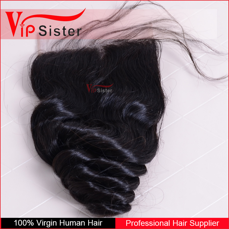 最高品質グレード7aバージン毛シルク閉鎖100%未処理の緩い波インド人間の髪4 × 4閉鎖問屋・仕入れ・卸・卸売り