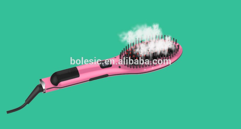 2016新しい到着電気蒸し器ブラシホットエアーブラシデジタル液晶ブラシスチームストレートヘアアイロン問屋・仕入れ・卸・卸売り