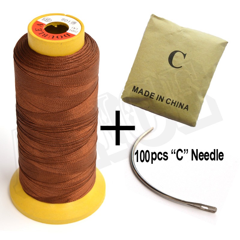 Cカーブ針1ロール茶色織りスレッド用毛エクステンション縫う針と糸問屋・仕入れ・卸・卸売り