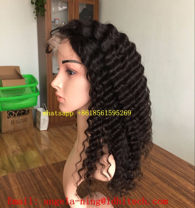 7a 8aグレードnatual色深い波卸売ナチュラルブラジル髪かつら自然ヘアライン人間の髪かつらレースフロントかつら問屋・仕入れ・卸・卸売り