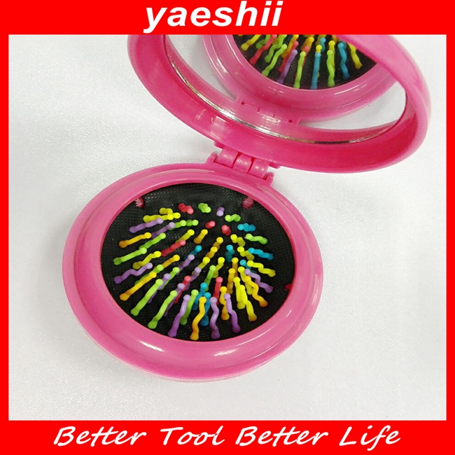 Yaeshiiレインボーポータブルもつれ解除ヘアブラシ付きバックミラー用ウェットまたはドライ髪問屋・仕入れ・卸・卸売り
