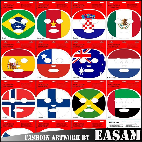 フェイスマスク2015新しいカラフルなタトゥーステッカー/国旗タトゥー問屋・仕入れ・卸・卸売り