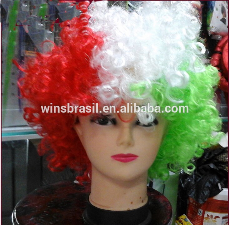 ファンのかつらかつらブラジルワールドカップカラフルなソフト世界最高のかつら合成編みの髪問屋・仕入れ・卸・卸売り