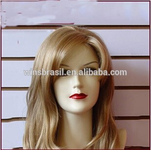 欧米の2015デザインの女性用ウィッグゴールドカラーウェーブフルキャップかつら人間の髪の毛のかつらファッション人工毛odmの工場問屋・仕入れ・卸・卸売り