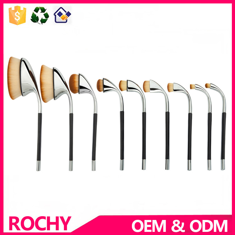 Rochy 9ピース新しい到着ホット販売ゴルフブラシオーバル化粧ブラシセット問屋・仕入れ・卸・卸売り