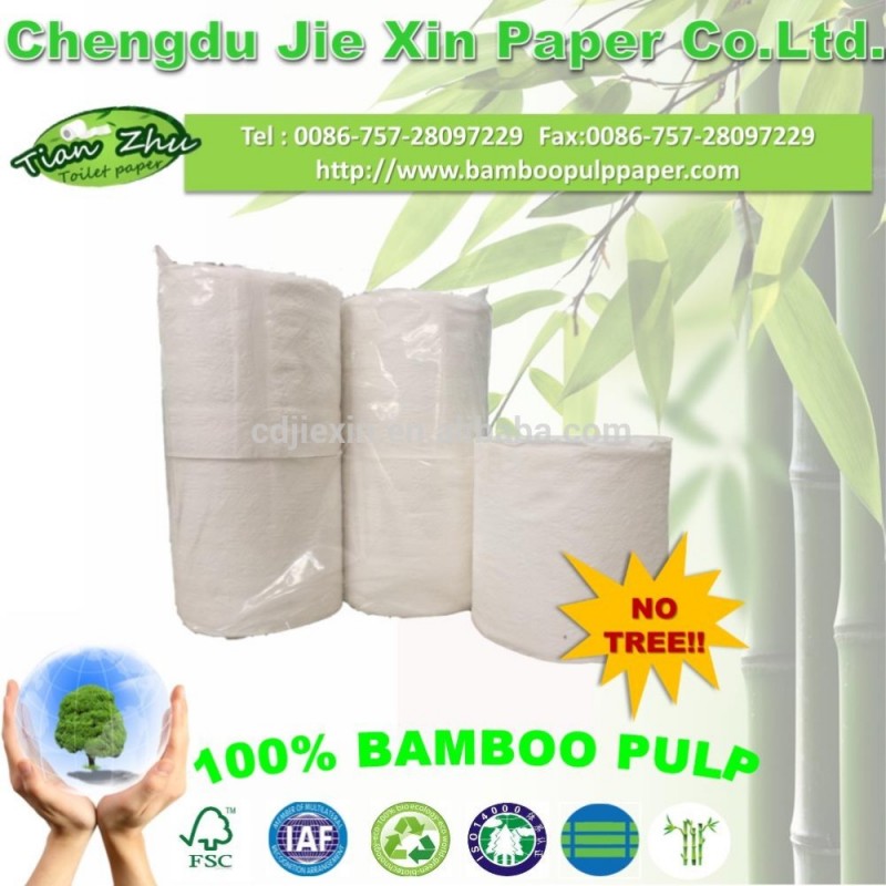 滑らかなエコ- にやさしい100％の竹トイレ紙強力な分解性4ロールトイレットペーパー/pack問屋・仕入れ・卸・卸売り