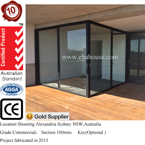 オーストラリアAS2047標準商用システムダブルガラスアルミコーナースライディングドア問屋・仕入れ・卸・卸売り