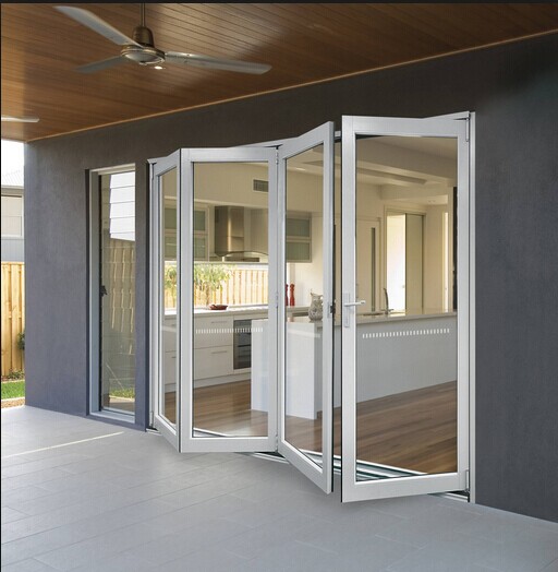 白い色アルミダブルガラス張り二つ折りドア/競争力の4パネルデザイン問屋・仕入れ・卸・卸売り