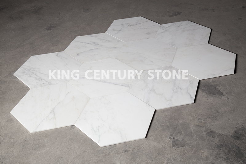 キング世紀装飾石タイル特別供給18 "六角彫像白大理石モザイクタイル問屋・仕入れ・卸・卸売り